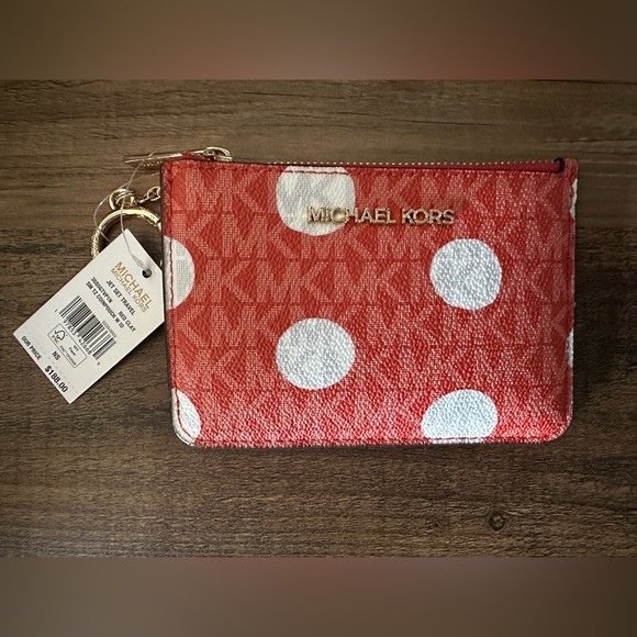 Michael Kors Handbags - Michael Kors Jet Set travel Wallet with Zip Coin Pouch. Red Clay/White. NWT.